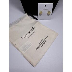 Kate Spade New York Small Square Stud Earrings Opal Glitter Gold Tn OORU1122 NWT
